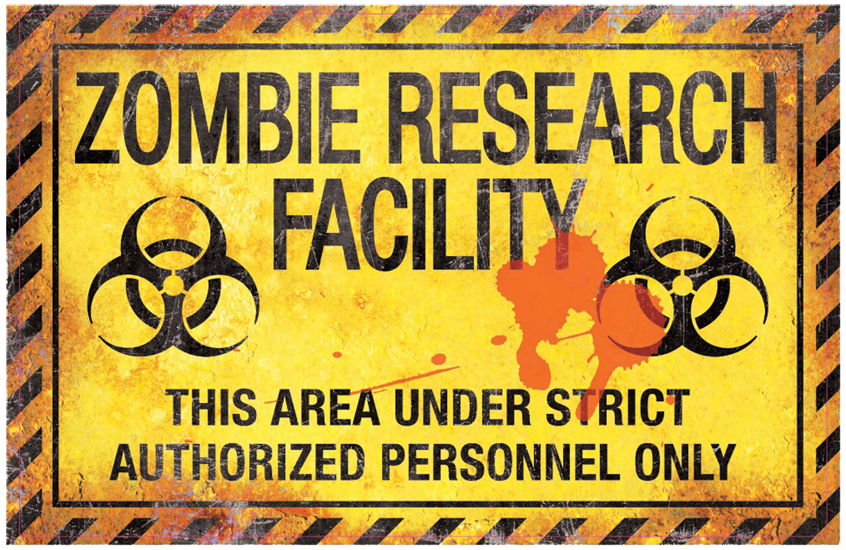 METAL SIGN ZOMBIE RESEARCH FAC